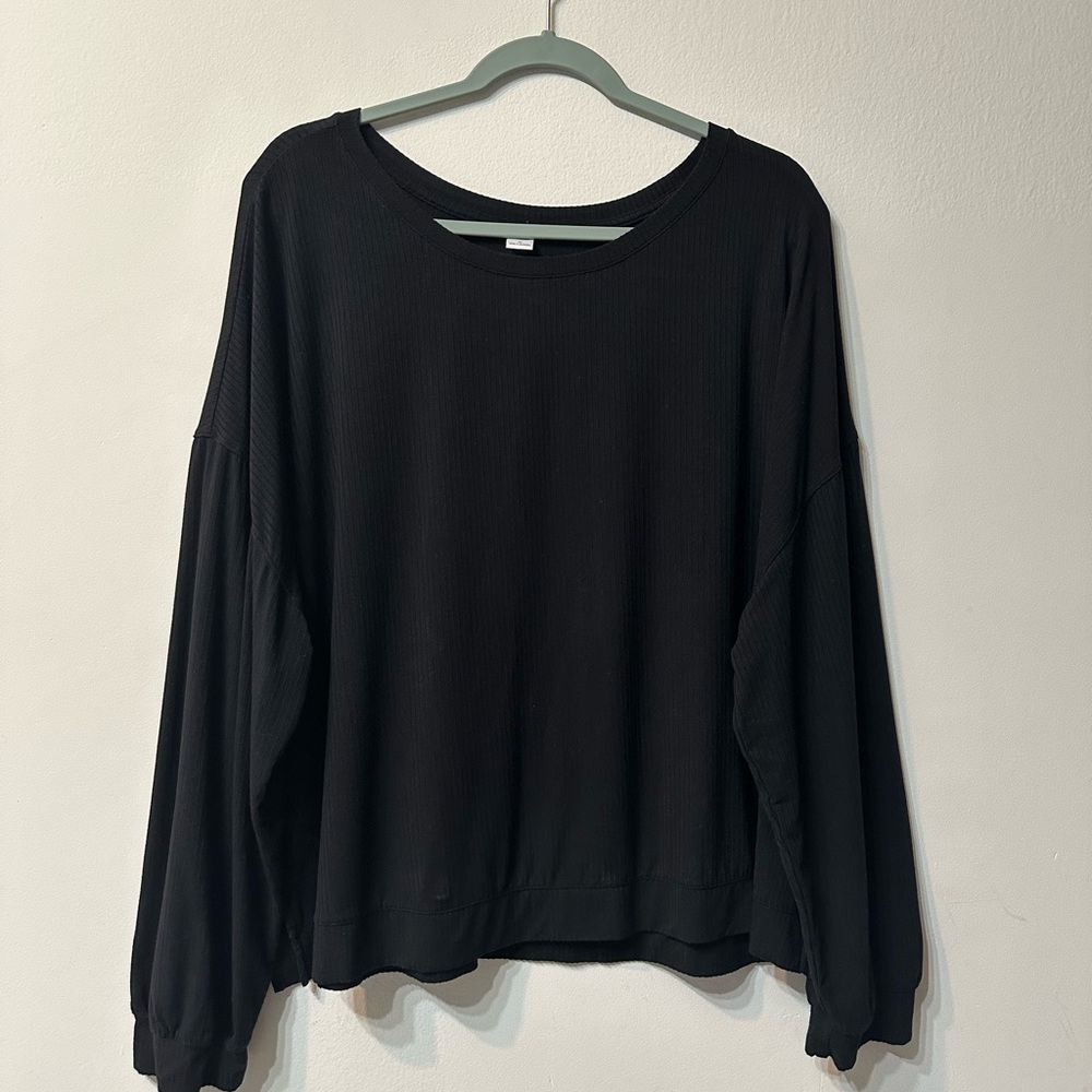 Old Navy Black Knit Pullover Round Neck Long Sleeve T-Shirt Women's XL